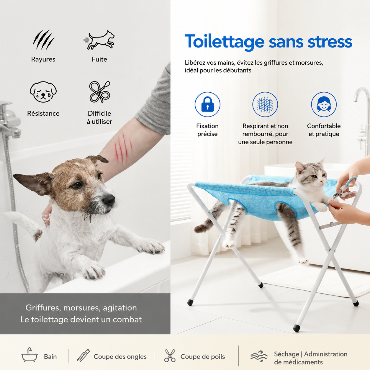 Chaisse de toilettage pour animaux